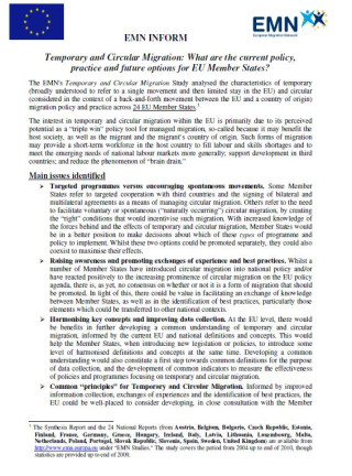 Première page de la fiche informative "Migration temporaire et circulaire"