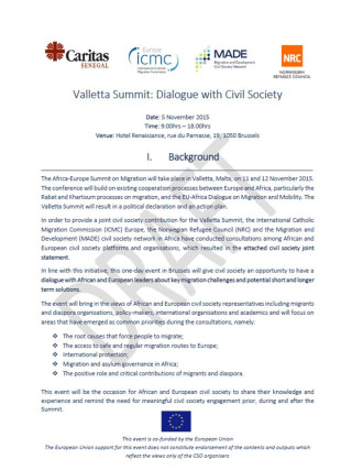 Agenda of the Valletta Summit Dialogue with Civil Society